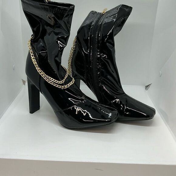 LILIANA KARIA 2 CHAIN WOMENS HIGH HEELED BOOTIES FTL-07-178 - Picture 1 of 9